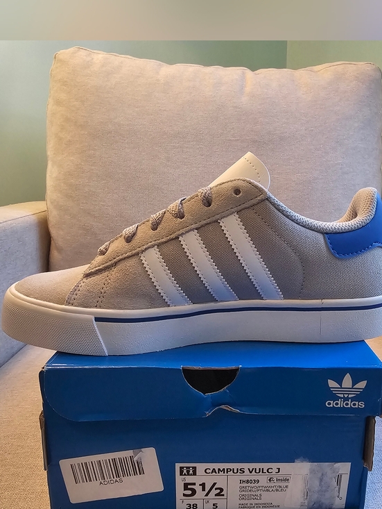 adidas Other - NWT Adidas Kids Campus Vulc J- Gray/White- Size 5.5